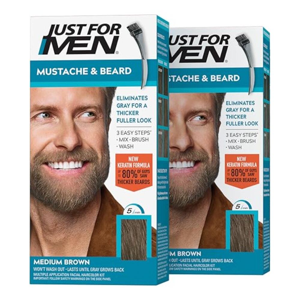 2-PACK Just for Men Beard and Mustache - Medium Brown Hair Color
